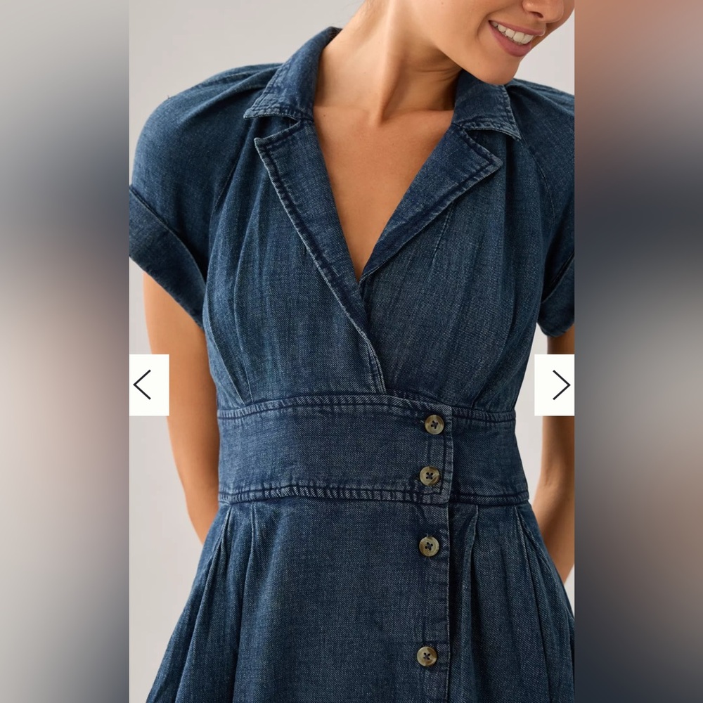 Maeve Denim V-neck wrap midi dress size 2 - Picture 4 of 10